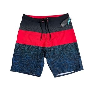 Burnside Board Shorts Swim Blue Red Black Mens 32